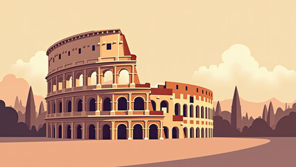 Illustration of iconic Coliseum of Rome