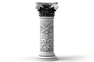 a 2D cartoon illustration of a classic Greek column, ancient and elegant, white background