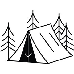 Camping elements Vector tent icon Simple thin line