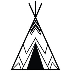 Camping elements Vector tent icon Simple thin line