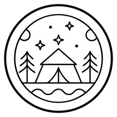 Camping elements Vector tent icon Simple thin line
