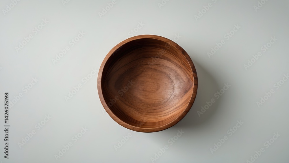 Poster overhead perspective of a wooden bowl isolated on a background with clipping path