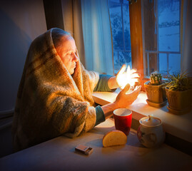Woman with candles. Power outage in Kyiv