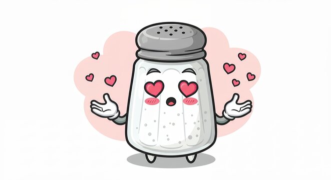 Cute cartoon salt shaker with lovey dovey eyes