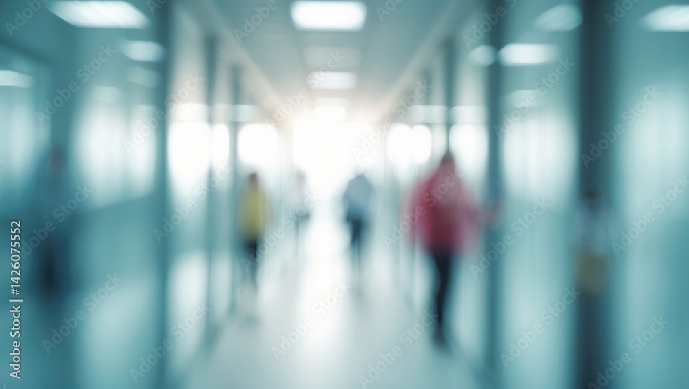 Poster abstract blurred background of hospital corridor in a clean space