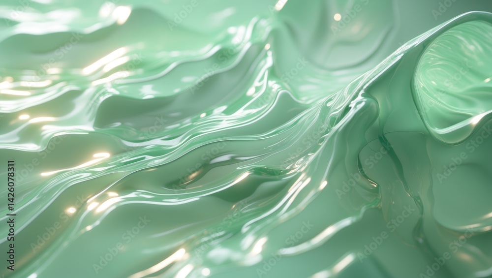 Poster trendy mint-colored abstract background featuring light and shadow effects with light passing throug