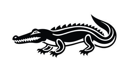 Naklejka premium crocodile line drawing black and white art