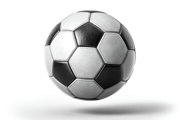 Fototapeta premium Realistic 3D Rendering of Classic Black and White Soccer Ball on Solid White Background