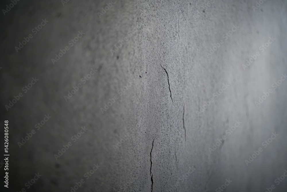 Poster deep cracks and subtle shadows run through a cement wall, highlighting rough textures. the compositi
