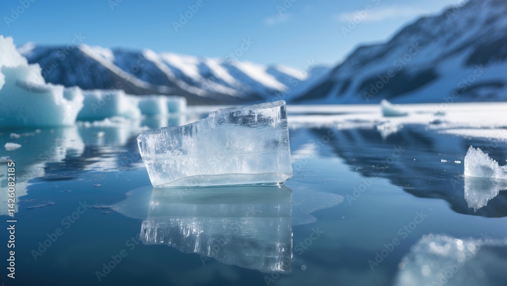 Aufkleber Ice fragment reflecting on a mirror-like surface