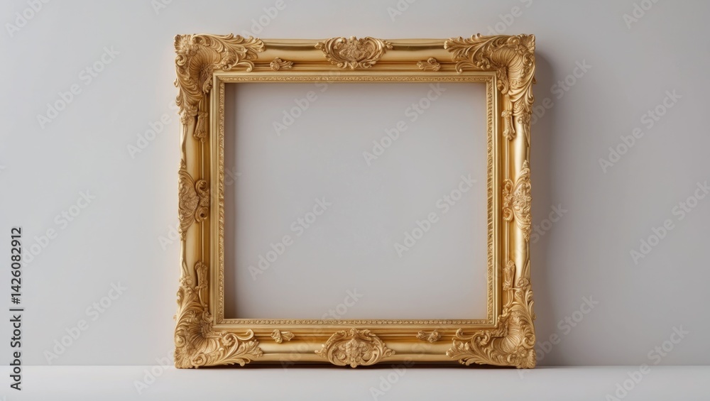 Aufkleber ornate gold design with vintage square pattern on a white background