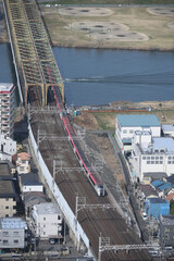 成田エクスプレス、市川市アイ・リンクタウン展望台より