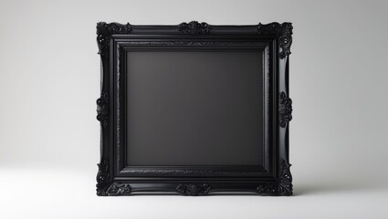 Black vintage photo frame with ornate design isolated on background