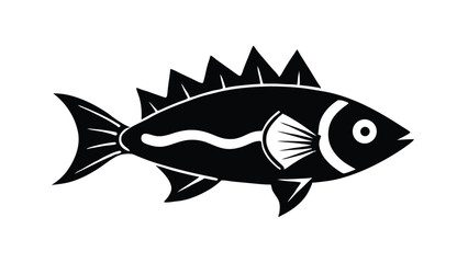 stylized fish silhouette black and white artwork