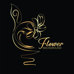 Elegant Golden Flower Design on Black Background for Branding