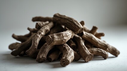 Raw dried Ayurvedic Sarsaparilla for treating skin diseases, psoriasis, rheumatoid arthritis, and kidney health with a focus on natural remedies