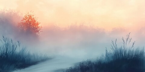Naklejka premium fog path rise, pastel stroke, background