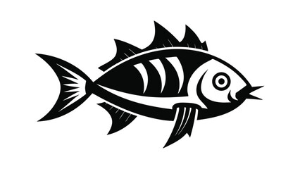 Fototapeta premium stylized fish minimalist black and white line art
