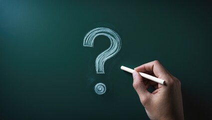 Question mark image on chalkboard in educational setting