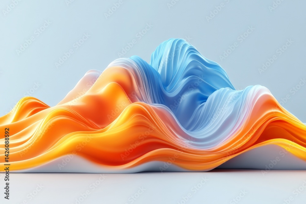 Poster Colorful abstract wave patterns in a minimalist setting create a dynamic visual experience