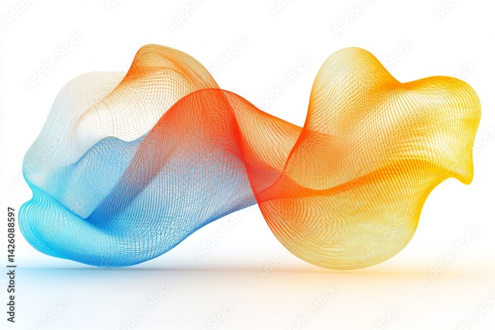 Poster Colorful abstract wave design flowing gracefully through a smooth surface in an artistic representation of motion