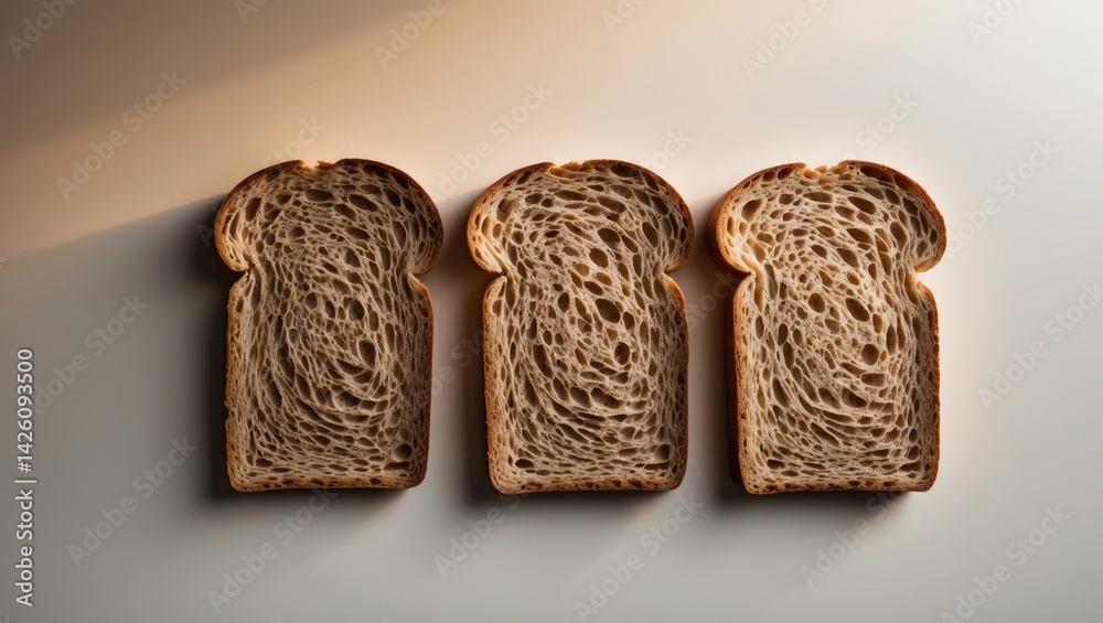 Poster flat lay of three slices of bread