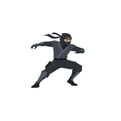 Ninja Character in Stealth Action Pose Illustration