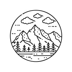 banff national park icon, banff national park line art - simple line art of banff national park, perfect for banff national park logos and icons