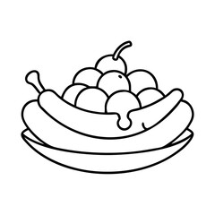 banana split icon, banana split line art - simple line art of banana split, perfect for banana split logos and icons