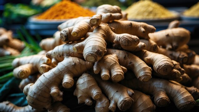 Fresh galangal spices available in supermarkets
