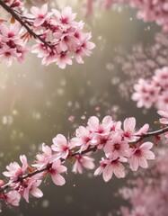 Obraz premium Delicate pink sakura petals drift against a bokeh background of soft focus blossoms , pink, vibrant, bokeh