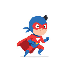 Running Chibi Superhero Boy Illustration