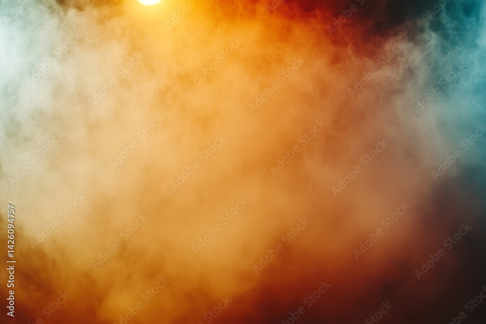 Poster golden sunbeams burst through light fog, casting a warm glow across a muted background. the tranquil