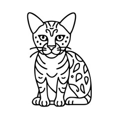 bengal cat icon, bengal cat line art - simple line art of bengal cat, perfect for bengal cat logos and icons