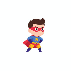 Cute Chibi Superhero Boy Standing Pose
