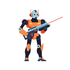 Cartoon Robot with Laser Gun Illustration
