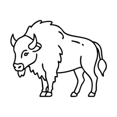 bison icon, bison line art - simple line art of bison, perfect for bison logos and icons