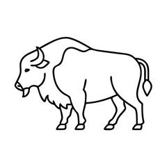 bison icon, bison line art - simple line art of bison, perfect for bison logos and icons © Saedul