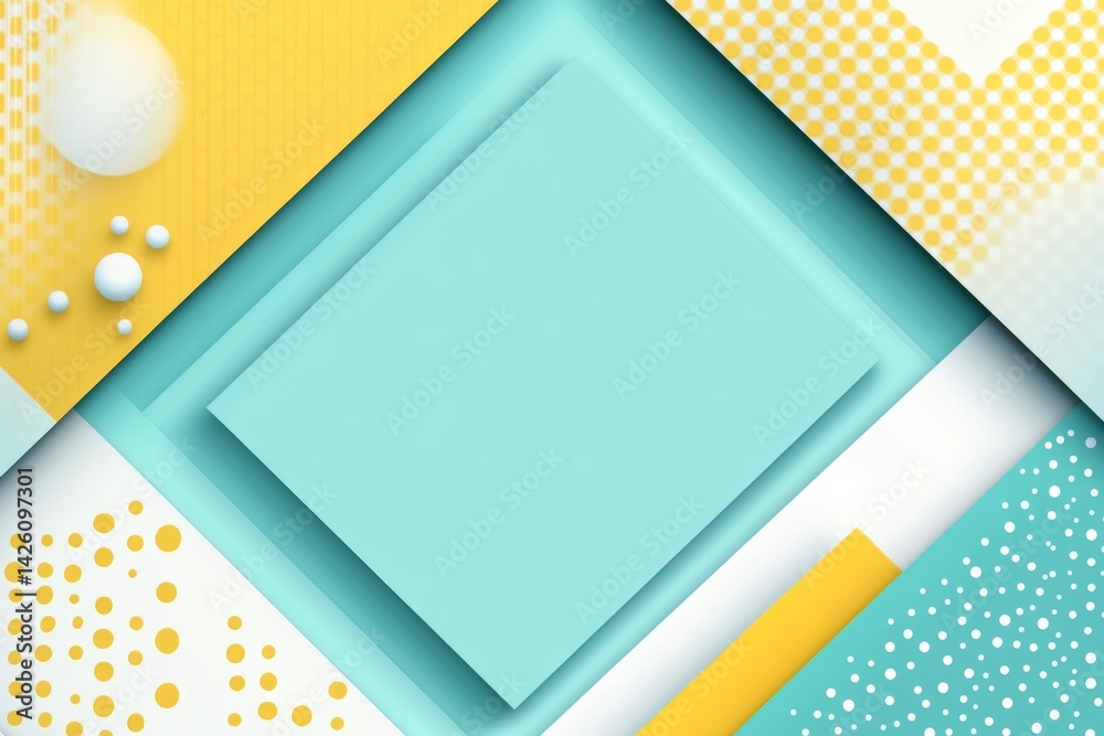 Poster Colorful geometric background design featuring yellow and aqua shapes with texture and patterns ideal for modern branding or advertising
