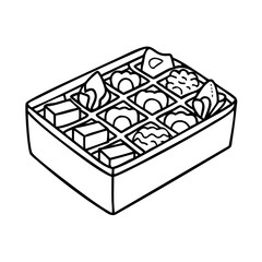 box of assorted chocolates icon, box of assorted chocolates line art - simple line art of box of assorted chocolates, perfect for box of assorted chocolates logos and icons
