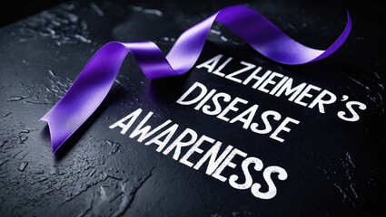 Promoting Alzheimerâ€™s Awareness with Purple Ribbon Symbol for Brain Health and Prevention