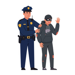 Police Officer Arresting Suspect Illustration