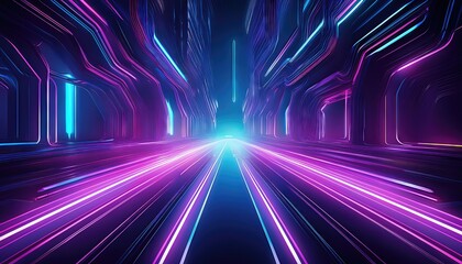 Futuristic Glow A Dynamic Canvas of Swirling Purple and Blue Lights Transforming a Mystical Nightscape, Evoking Sense of Awe and Wonder in an Otherworldly Dreamland.