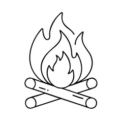 campfire icon, campfire line art - simple line art of campfire, perfect for campfire logos and icons