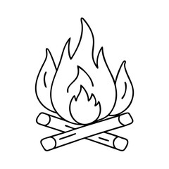 campfire icon, campfire line art - simple line art of campfire, perfect for campfire logos and icons