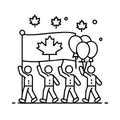 canada day parade icon, canada day parade line art - simple line art of canada day parade, perfect for canada day parade logos and icons