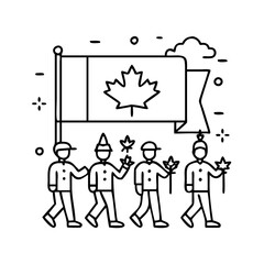 Fototapeta premium canada day parade icon, canada day parade line art - simple line art of canada day parade, perfect for canada day parade logos and icons
