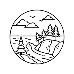 canadian coastline icon, canadian coastline line art - simple line art of canadian coastline, perfect for canadian coastline logos and icons