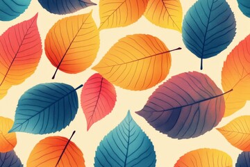 Colorful autumn leaves creating a vibrant pattern on a light background in a serene fall setting
