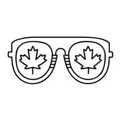 canadian flag sunglasses icon, canadian flag sunglasses line art - simple line art of canadian flag sunglasses, perfect for canadian flag sunglasses logos and icons